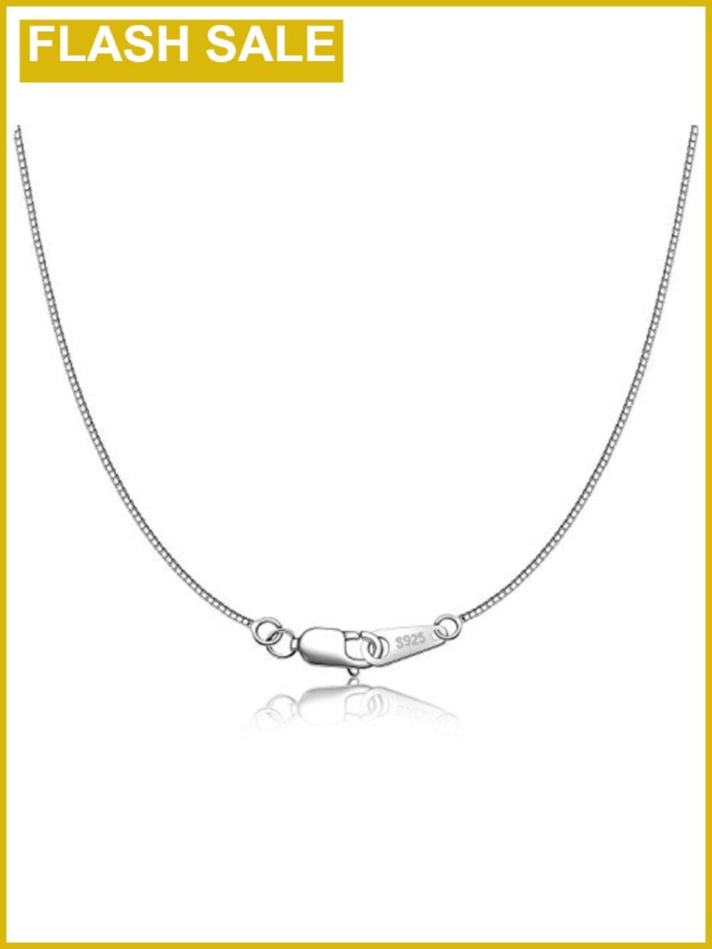 Sterling Silver Box Chain Necklace 0.8mm Italian Lobster Claw 16-24in